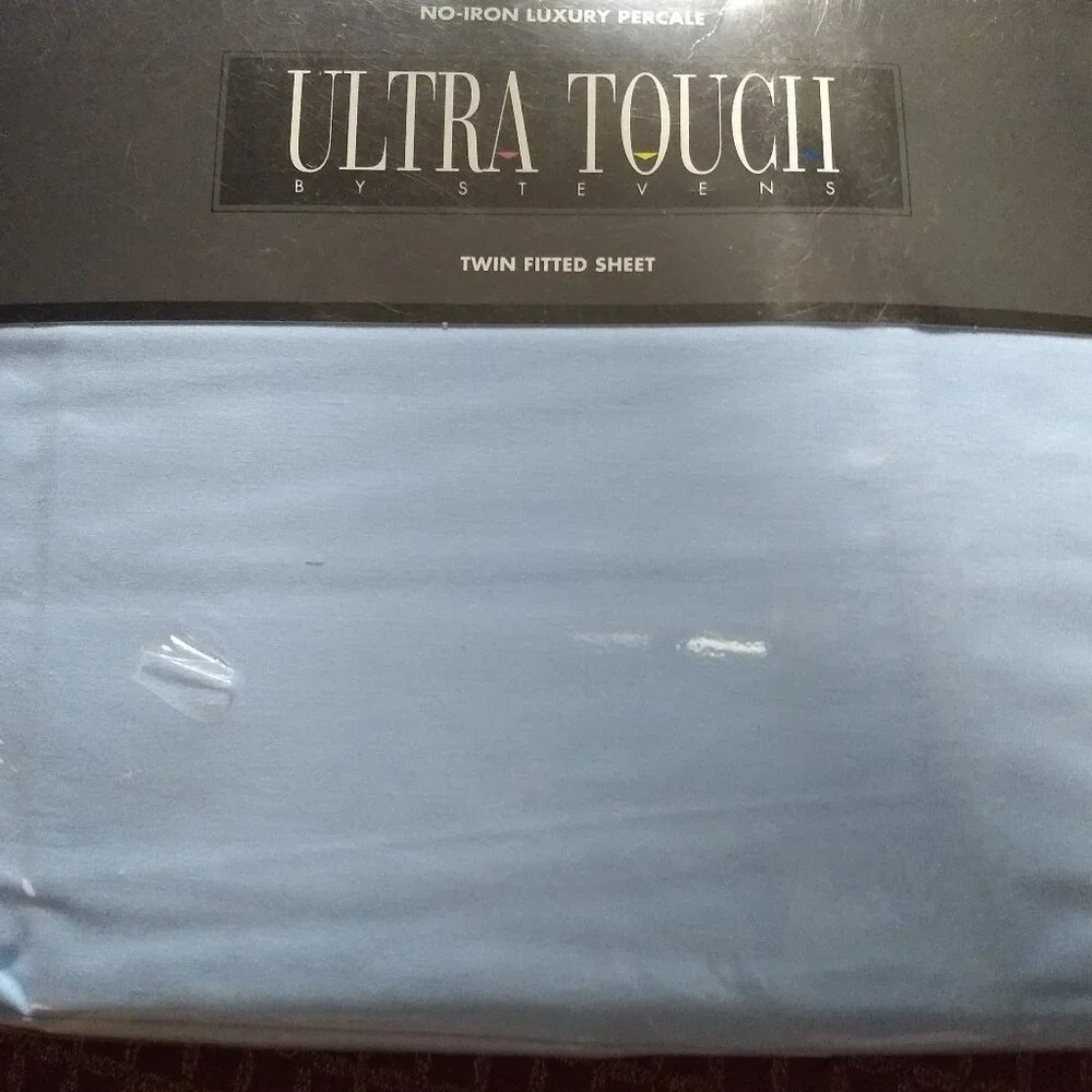 Stevens Ultra Touch Fitted Twin Sheet Sky Blue Luxury Percale‎ Cotton Blend NOS